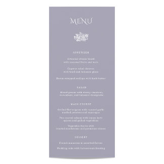Menu du dîner Mariage Norwich