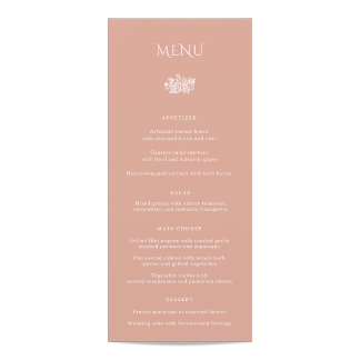 Menu du dîner Mariage Norwich