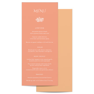 Menu du dîner Mariage Norwich