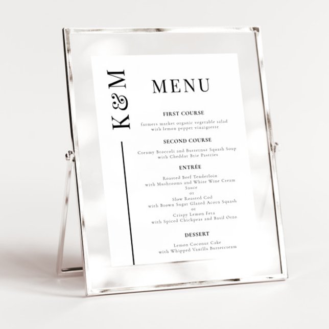 Menu du dîner Mariage White Clean Line (Créateur téléchargé)