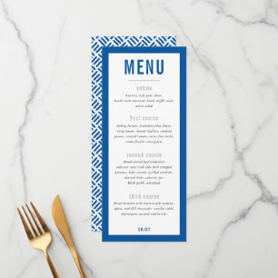 MENU DU DÎNER moderne bloc bleu royal