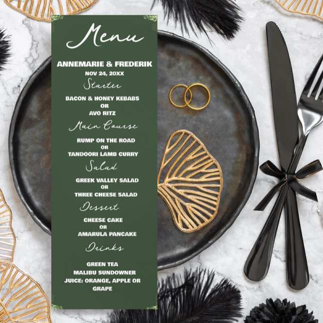 Menu du dîner Olive Green (Créateur téléchargé)