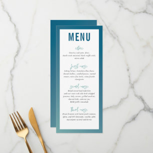 MENU DU DÎNER ombre dégradé bleu vert menthe étoil