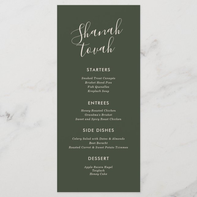 Menu Du Dîner Rosh Hashanah Moderne Simple (Devant)