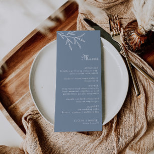 Menu du Mariage bleu Dusty minimal formel
