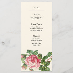 Menu du Mariage Boho Rose Vintage peint