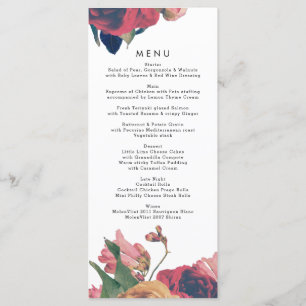 Menu du Mariage Boho Vintage Rose antique