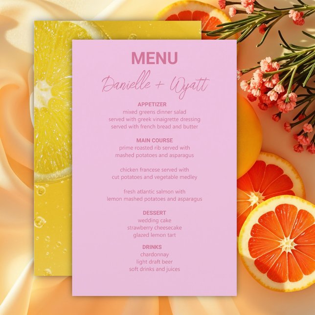 Menu du Mariage budget d'été italien moderne (Créateur téléchargé)