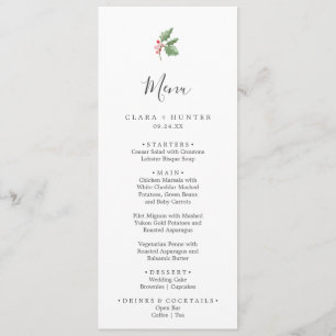 Menu du Mariage Christmas Greenery & Red Berry Men