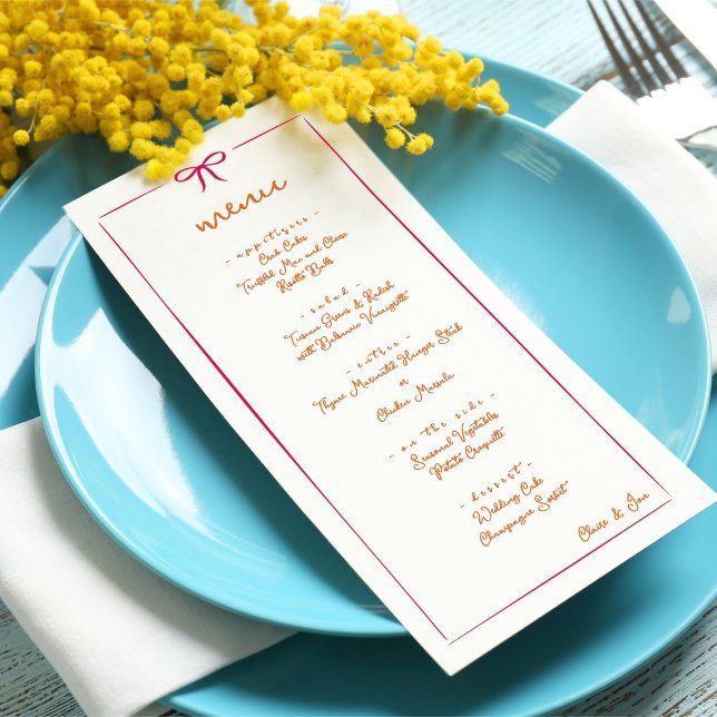 Menu du Mariage  de cadre de fond rose et orange (Créateur téléchargé)