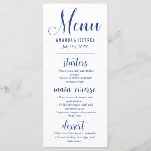 Menu du Mariage de calligraphie bleu marine
