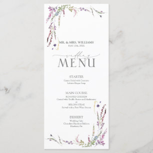 Menu du Mariage de calligraphie Fleur sauvage viol
