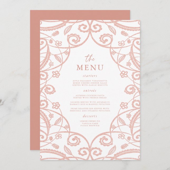 Menu du Mariage de dentelle de Parties scintillant (Devant / Derrière)