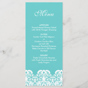 Menu du Mariage de dentelle Turquoise Tiffany