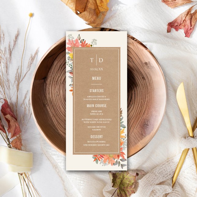 Menu du Mariage de feuillage d'automne (Créateur téléchargé)