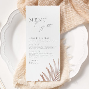 Menu du Mariage de grasse Pampas de Bohême