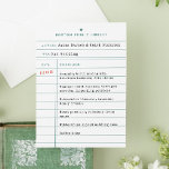 Menu du Mariage de la carte de retrait du livre de<br><div class="desc">Vintage Library Book Check Out Card Menu Mariage - Capturez la nostalgie d'une époque révolue avec notre carte Vintage Library Card Type Mariage Menu. Conçu pour ressembler à une carte de bibliothèque classique, cette carte de menu unique et charmante pour mariage donnera le ton parfait à votre mariage à thème...</div>
