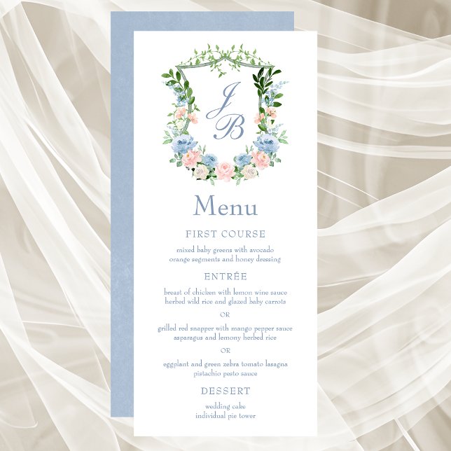 Menu du Mariage de la crête florale bleu foncé (Créateur téléchargé)