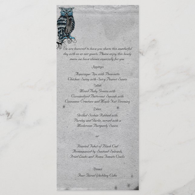 Menu du Mariage de puceron gothique bleu (Devant)