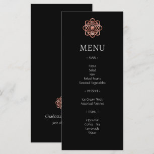 Menu du Mariage d'or Rose de noeud celtique de Man