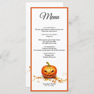 Menu du Mariage du Citrouille Mariage Halloween