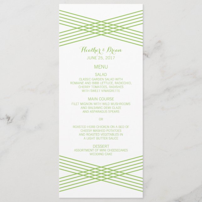 Menu du Mariage Green Modern Deco (Devant)