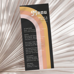 Menu du Mariage moderne Retro 70's Rainbow Dark
