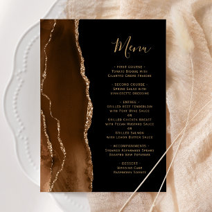 Menu du Mariage noir Mocha Brown Gold