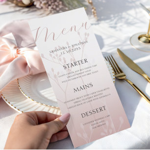 Menu du Mariage or Rose moderne simple 