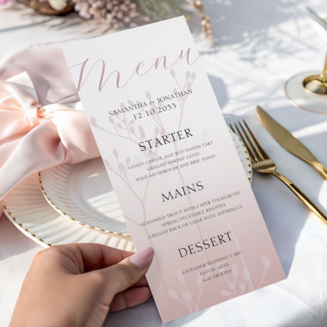Menu du Mariage or Rose moderne simple  (Créateur téléchargé)