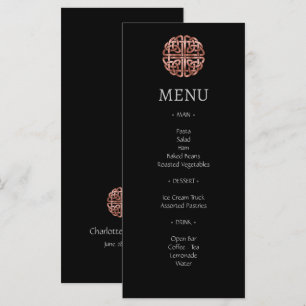 Menu du Mariage Rose noir Gold Dara Celtic Knot