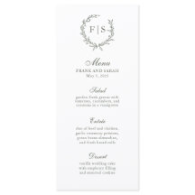 Menu du monogramme de Wreath vert Sage traditionne