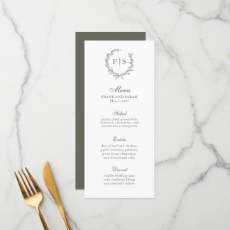 Menu du monogramme de Wreath vert Sage traditionne