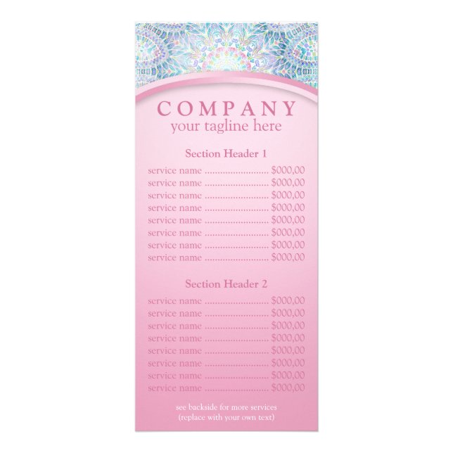 Menu du prix du mandala Snowflake (Devant)