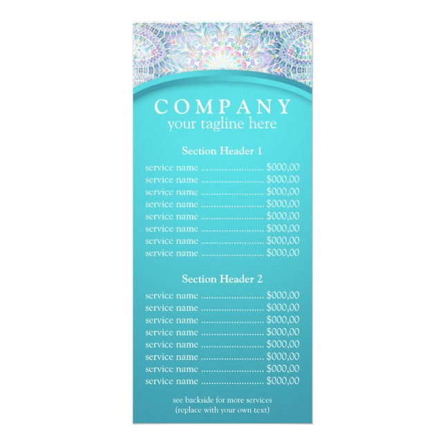 Menu du prix du mandala Snowflake (Devant)