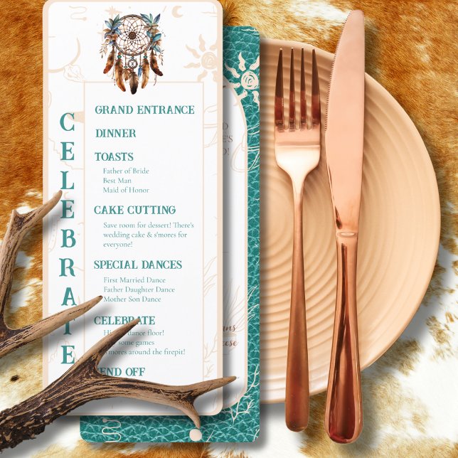 Menu du programme plat Mariage Boho Ranch (Créateur téléchargé)