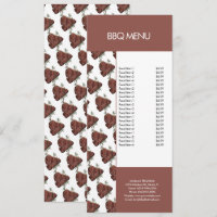 Menu du restaurant de steak de grill BBQ moderne