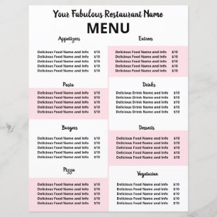 Menu du restaurant jetable pour Covid-19 Pink