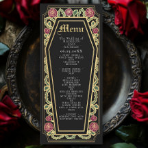 Menu du Rose de café gothique Mariage noir