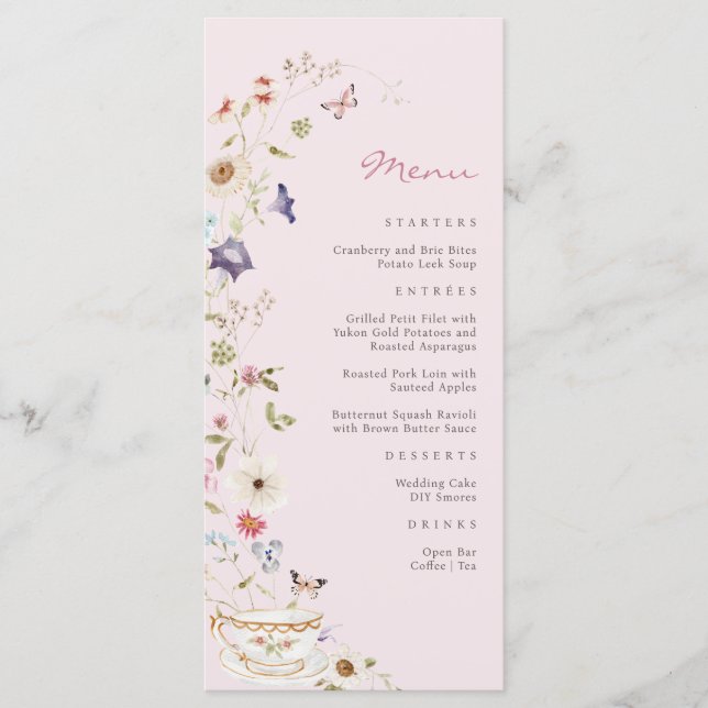 Menu du thé pour la douche de mariée (Devant)