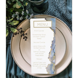 Menu Dusty Blue et Or moderne Agate