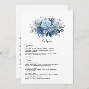 Menu Dusty Blue Floral Mariage