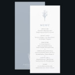 Menu Dusty Blue Minimalist Floral Bouquet Mariage<br><div class="desc">Ajoutez une touche d'élégance à votre événement avec notre carte de menu personnalisable, avec un bouquet floral dans l'art de la ligne minimaliste. Parfait pour les mariages, diplômes, anniversaires, et plus encore. Adaptez votre carte de menu à votre événement en customisant le texte et les couleurs arrière - plans pour...</div>