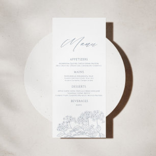 Menu Dusty Blue Moderne Vintage Floral Mariage