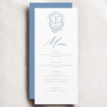 Menu Dusty Blue Monogramme Elégante Réception De Mariag<br><div class="desc">Présentant notre menu minimaliste Mariage moderne noir et blanc, un ajout raffiné et élégant à votre paysage de table mariage qui équilibre parfaitement design contemporain avec sophistication intemporelle. Conçus avec précision et un oeil pour une esthétique minimaliste, ces menus sont conçus pour élever votre expérience culinaire et laisser une impression...</div>