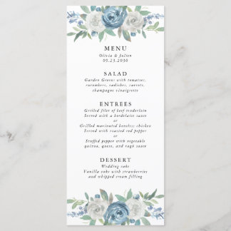 Menu Dusty Blue & White Mariage