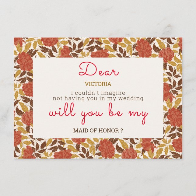 Menu Dusty Brunt Orange Peony Flowers Mariage de automn (Devant)