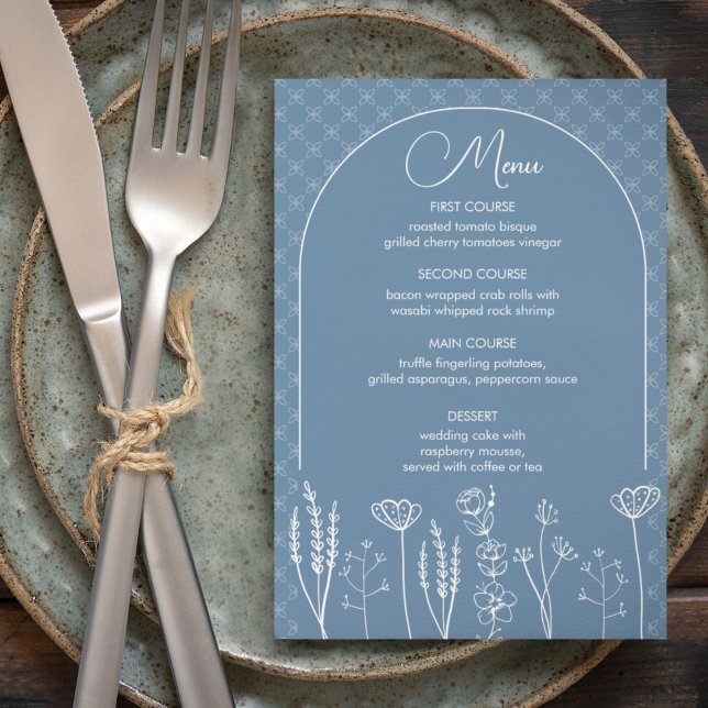 Menu Dusty Fleur sauvage Bohemian Arch Mariage (Créateur téléchargé)