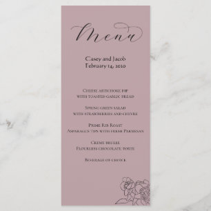 Menu Dusty Mauve pour Mariages ou événements