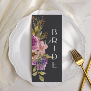 Menu Dusty Pink Purple Floral Wedding Chair Sign